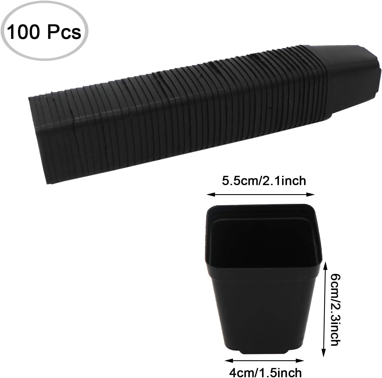 Macetas plástico cuadradas 2.2pulg set 100 reutilizables vivero