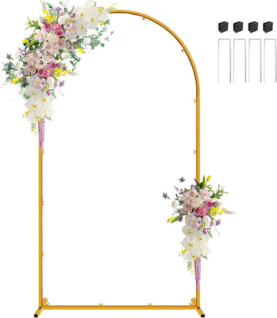 Soporte arco metal dorado 7.2ft para fiestas y eventos