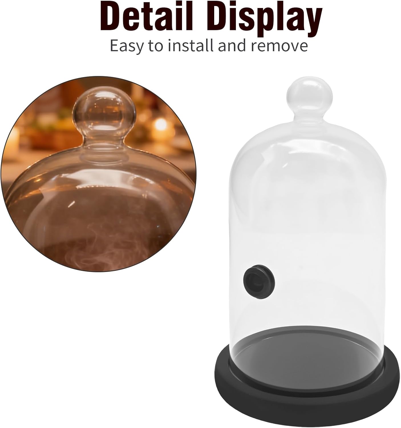 2 Pzas Cúpula Cristal para Fumar con Base Madera