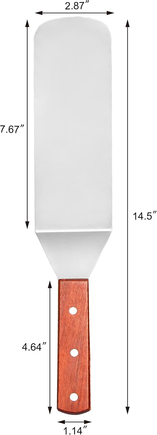 Espátula flexible parrilla mango madera 14.5pulg