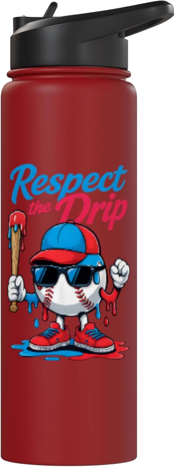 Botella de agua acero inoxidable aislada estilo drip para niños