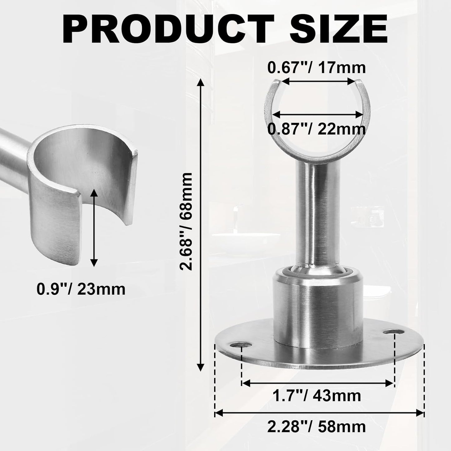 Soporte pared cabezal ducha acero inox ajustable 360°