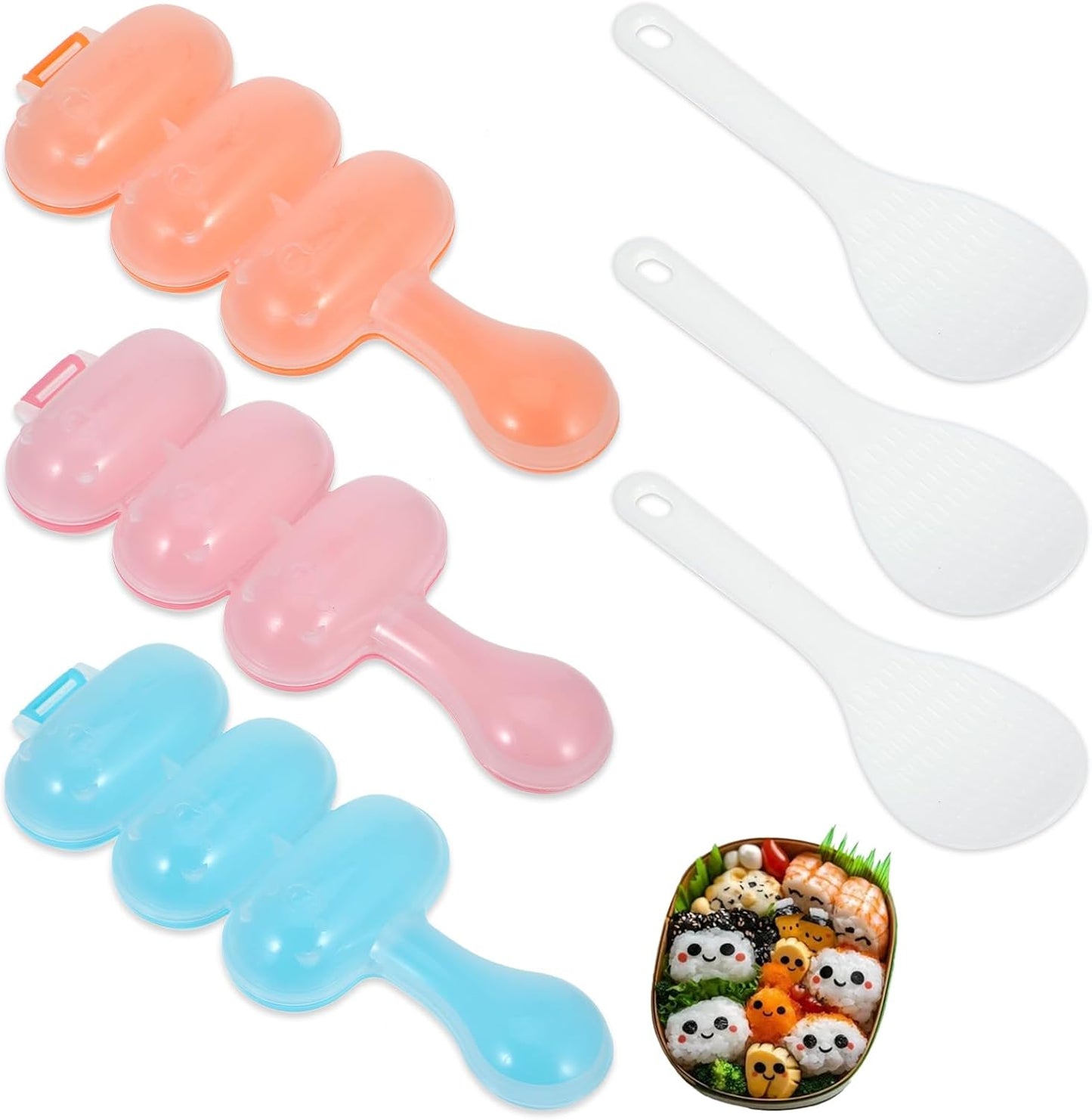 Set 3 moldes Onigiri con cucharas para bento sushi