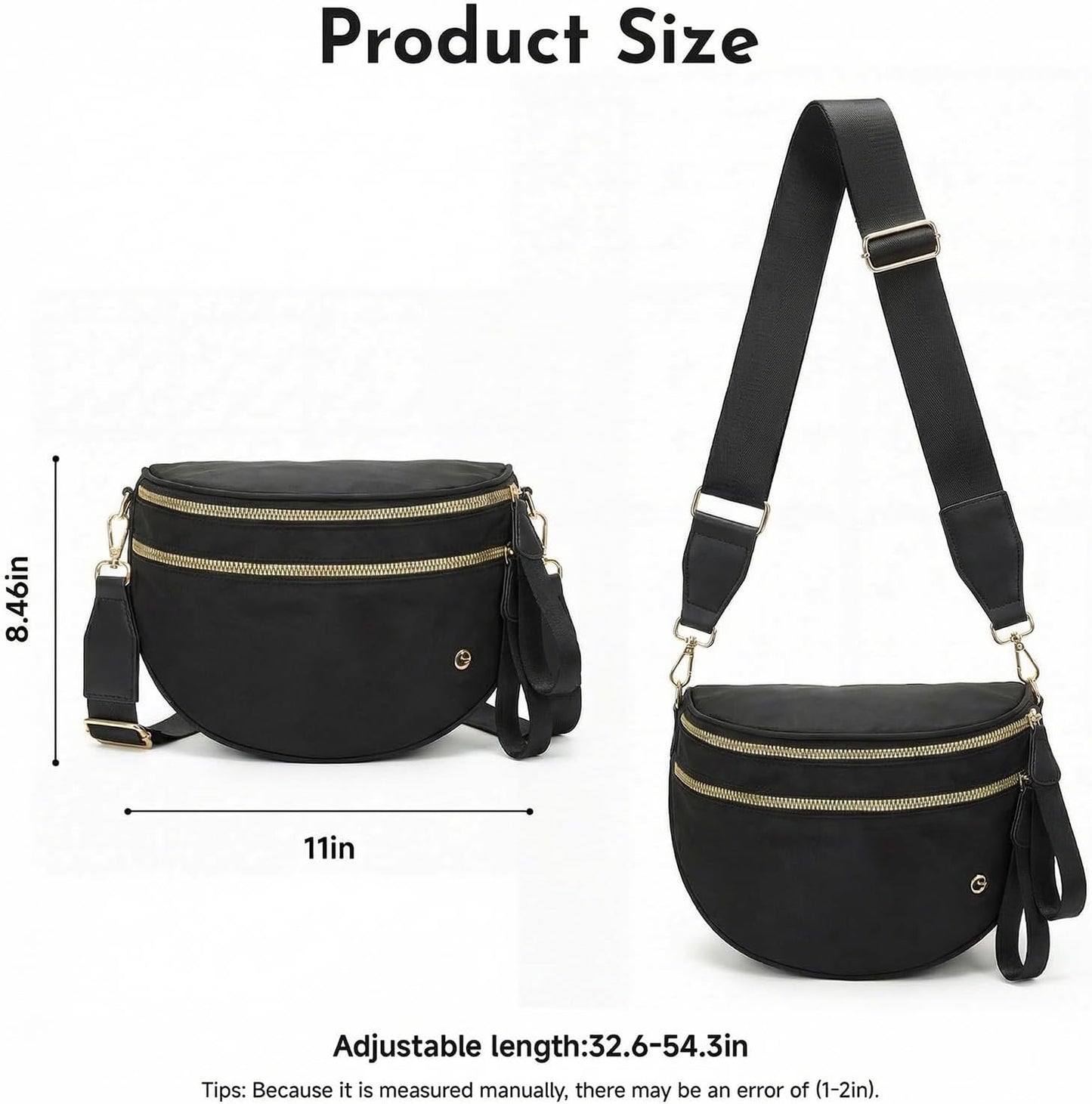 Bolso cruzado mujer nailon correa ajustable cremallera