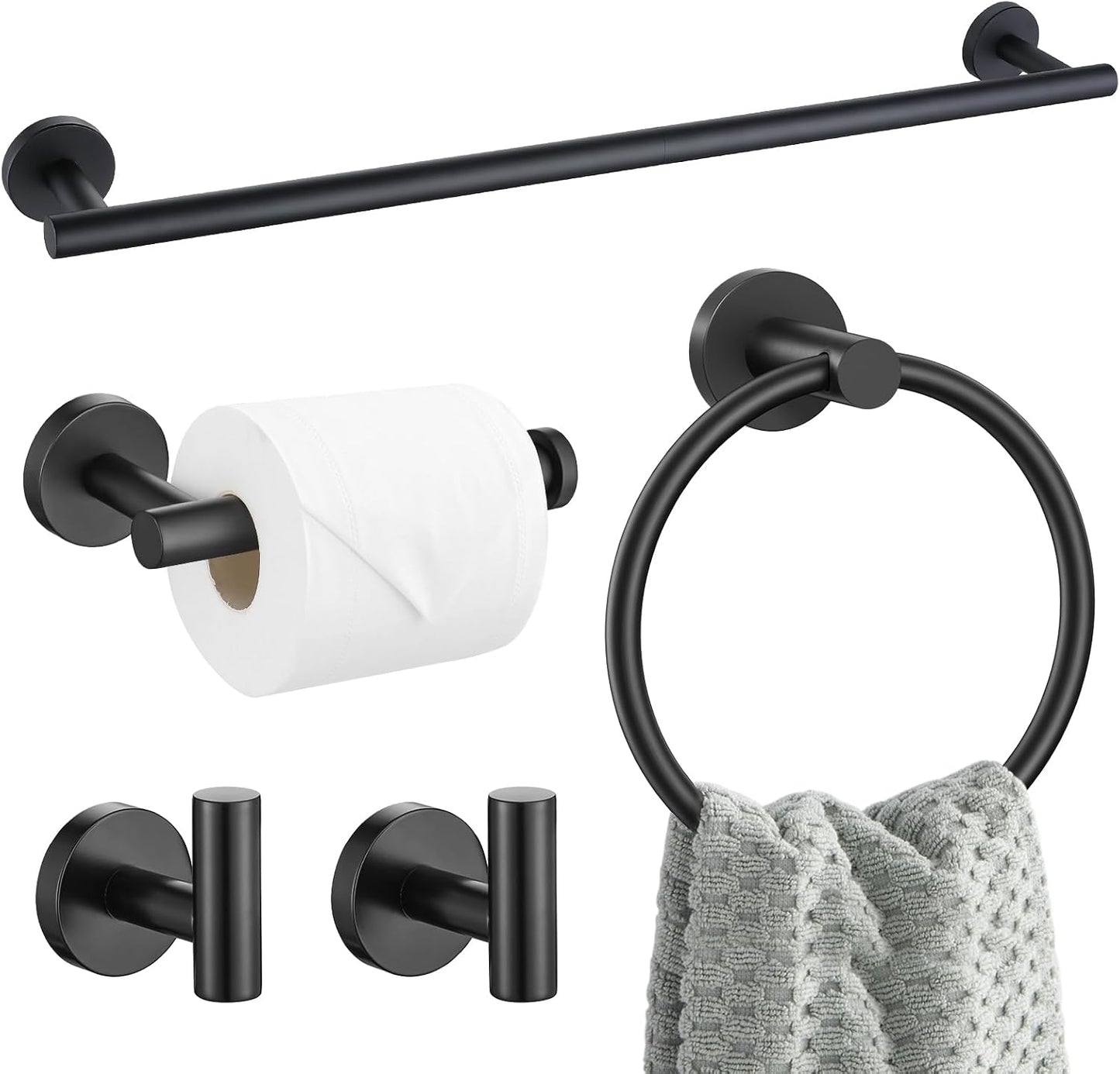 Set 5 accesorios baño acero inox negro mate