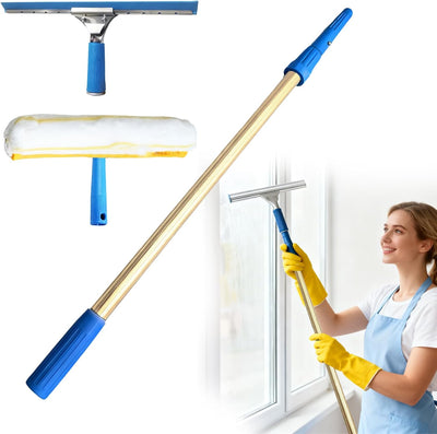Kit poste agua 35ft cepillo vidrio ajustable para limpieza solar
