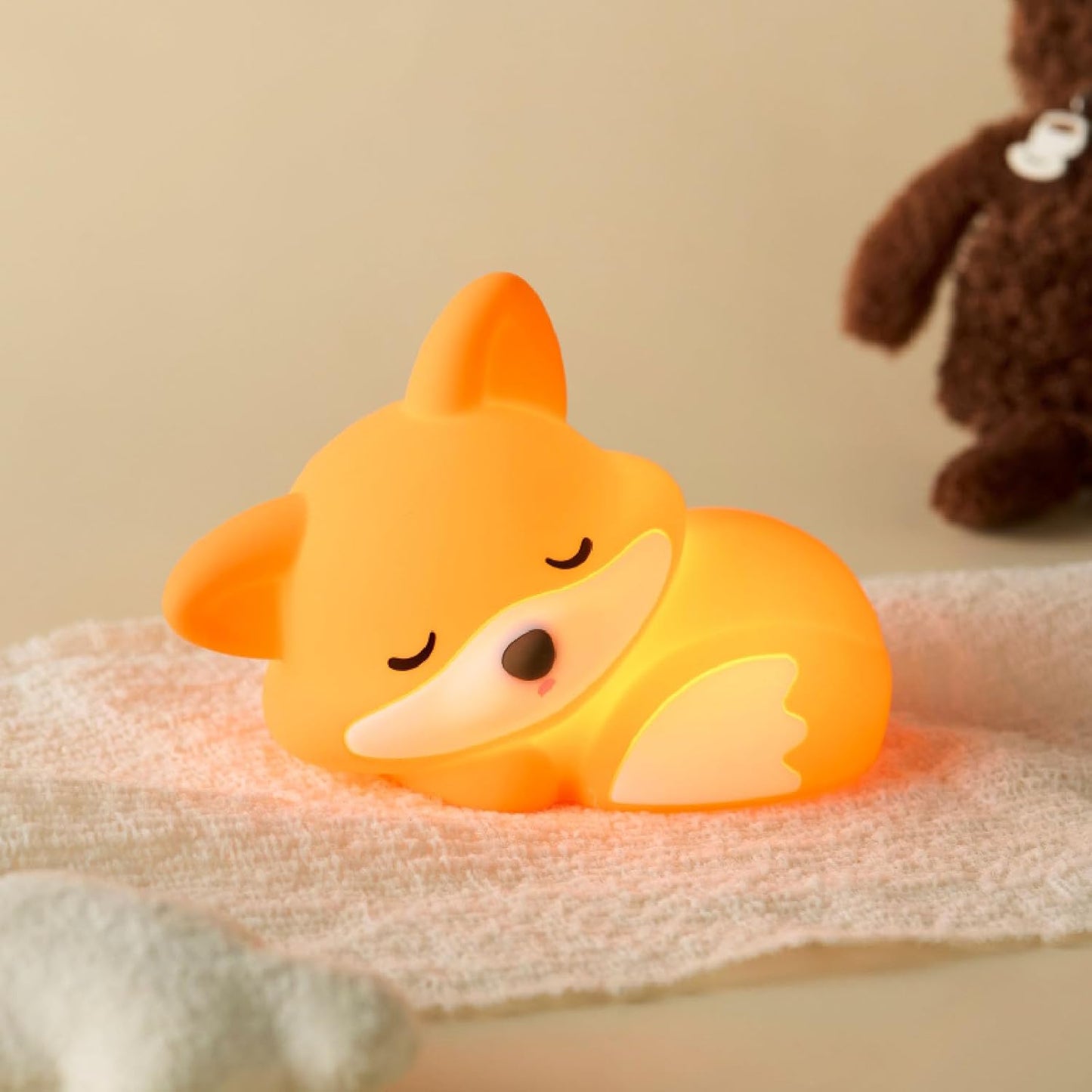 Luz nocturna de zorro recargable para niños