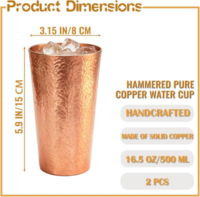 Tazas de cobre puro martillado para beber 100 oz