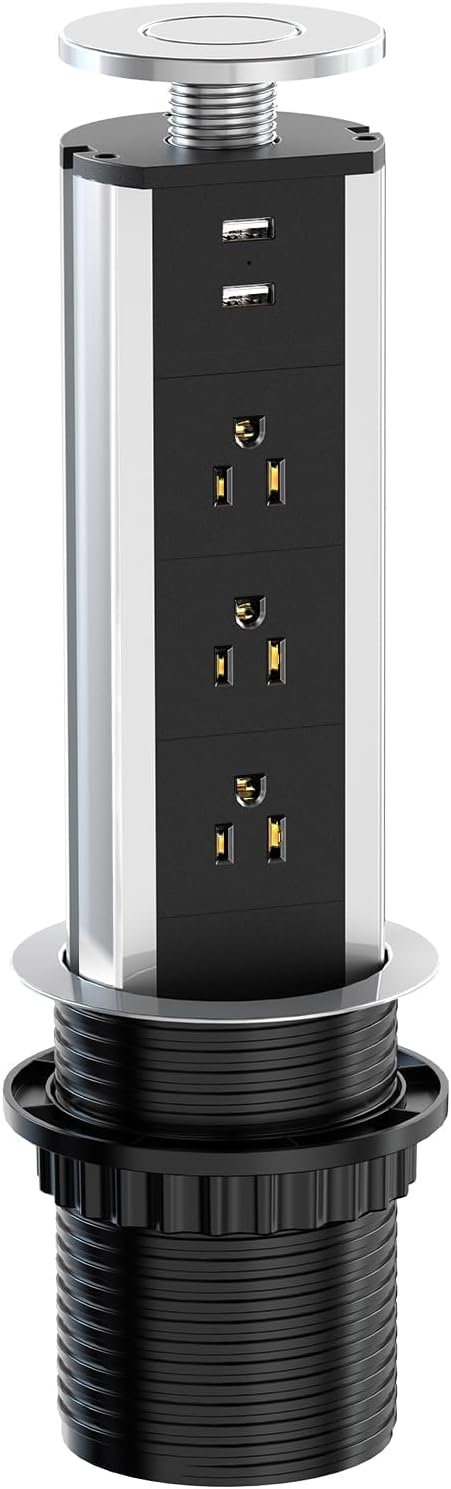 Toma corriente desplegable encimera con 3 salidas CA y 2 USB