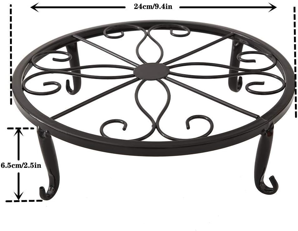 Set 3 soportes metal para plantas maceta negro