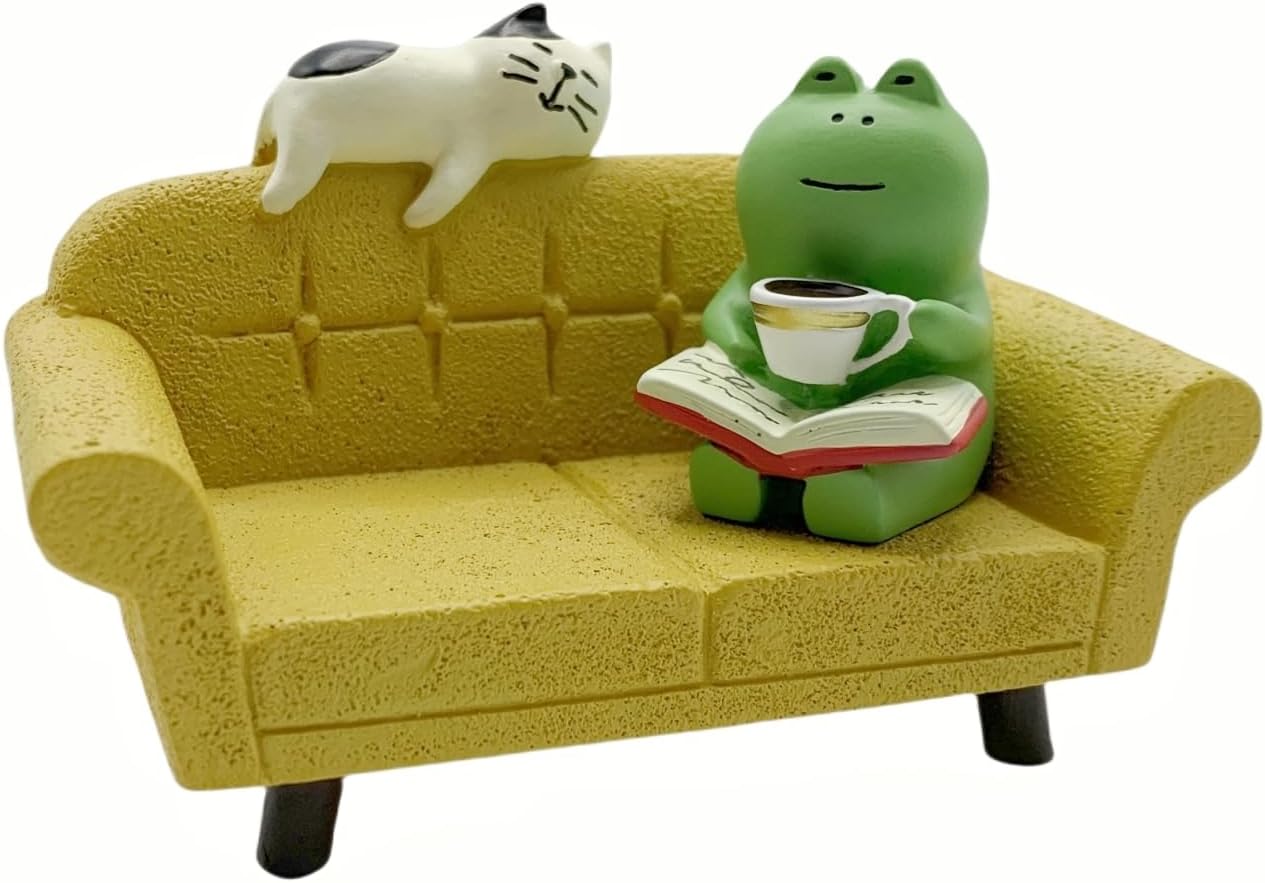 Juego figuras mini rana gato sofá decoración escritorio hogar