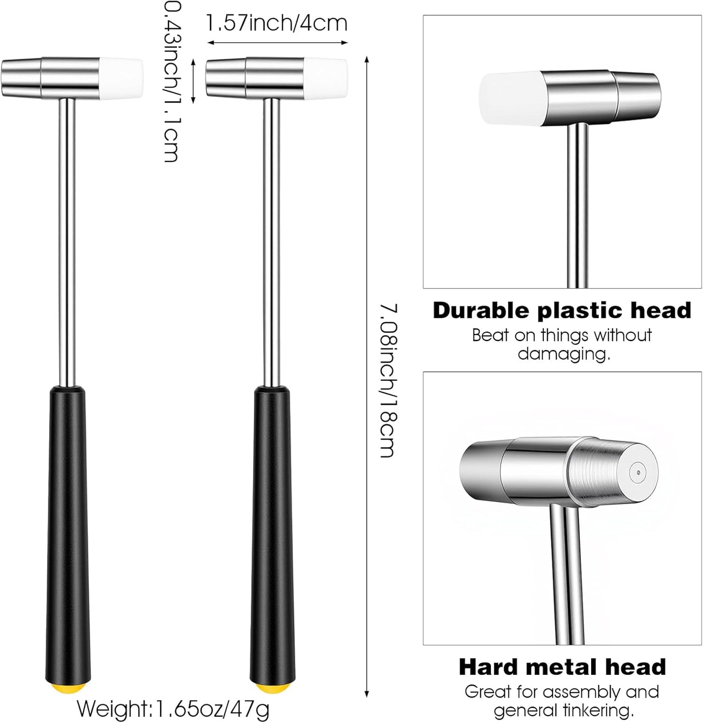 Martillo doble cabeza 7.1pulg plástico y metal para relojes