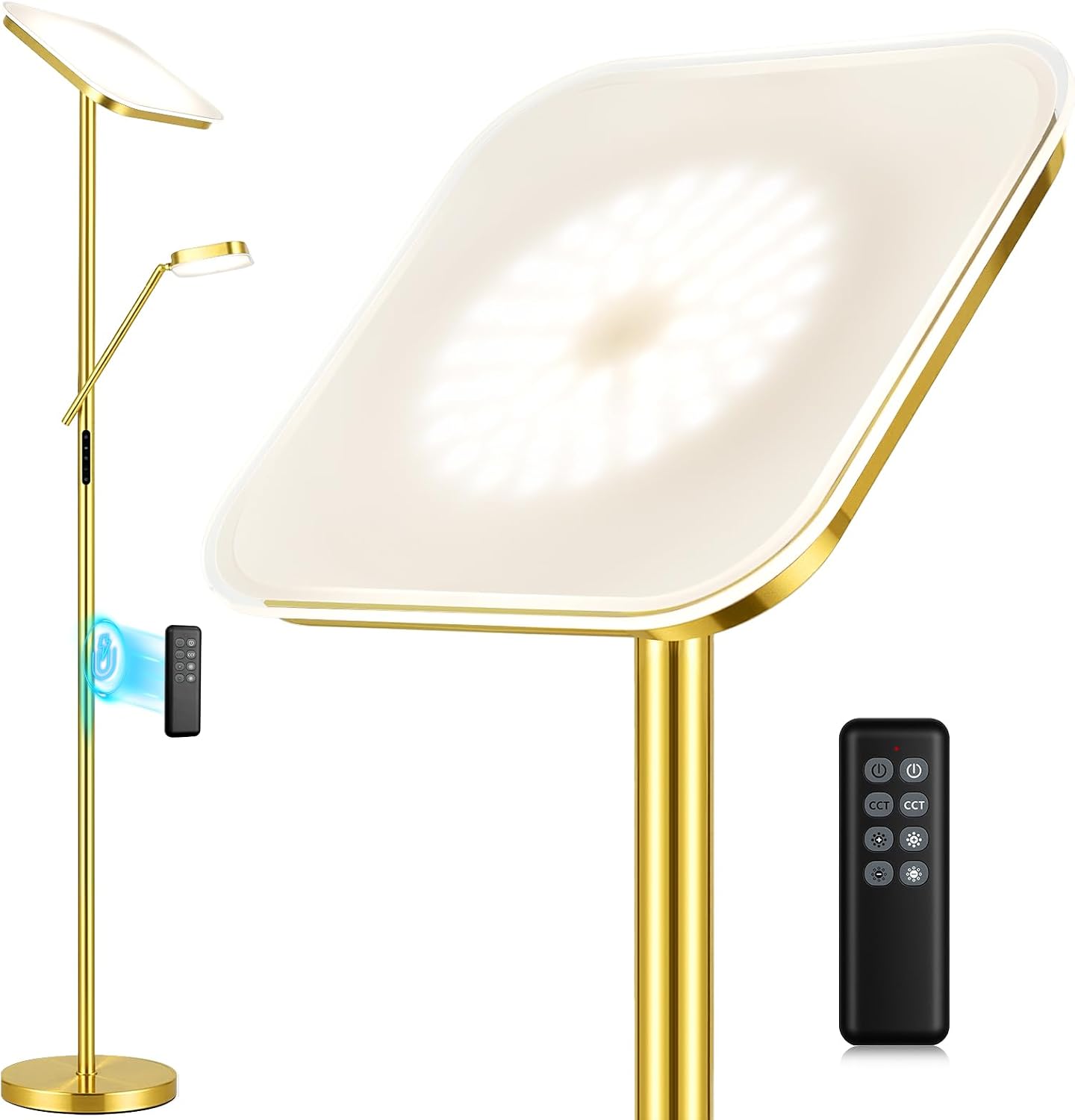 Lámpara pie LED 36W 3000lm negra regulable sala estar