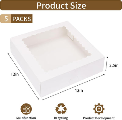 5 Cajas Tartas 12x12pulg Ventana para Galletas Pasteles