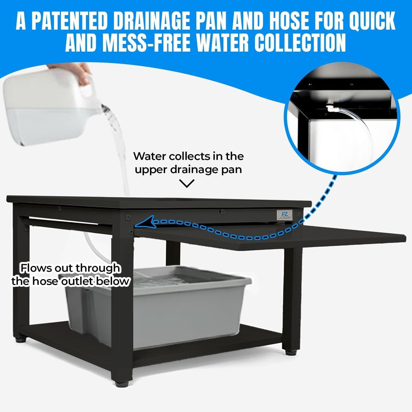 Pedestal lavadora secadora acero negro 27pulg ajuste universal