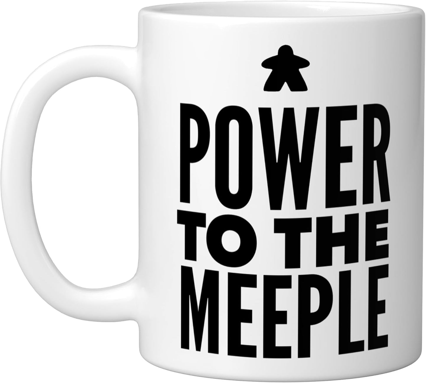 Taza cerámica blanca Funny Board Game Pun Power to the Meeple