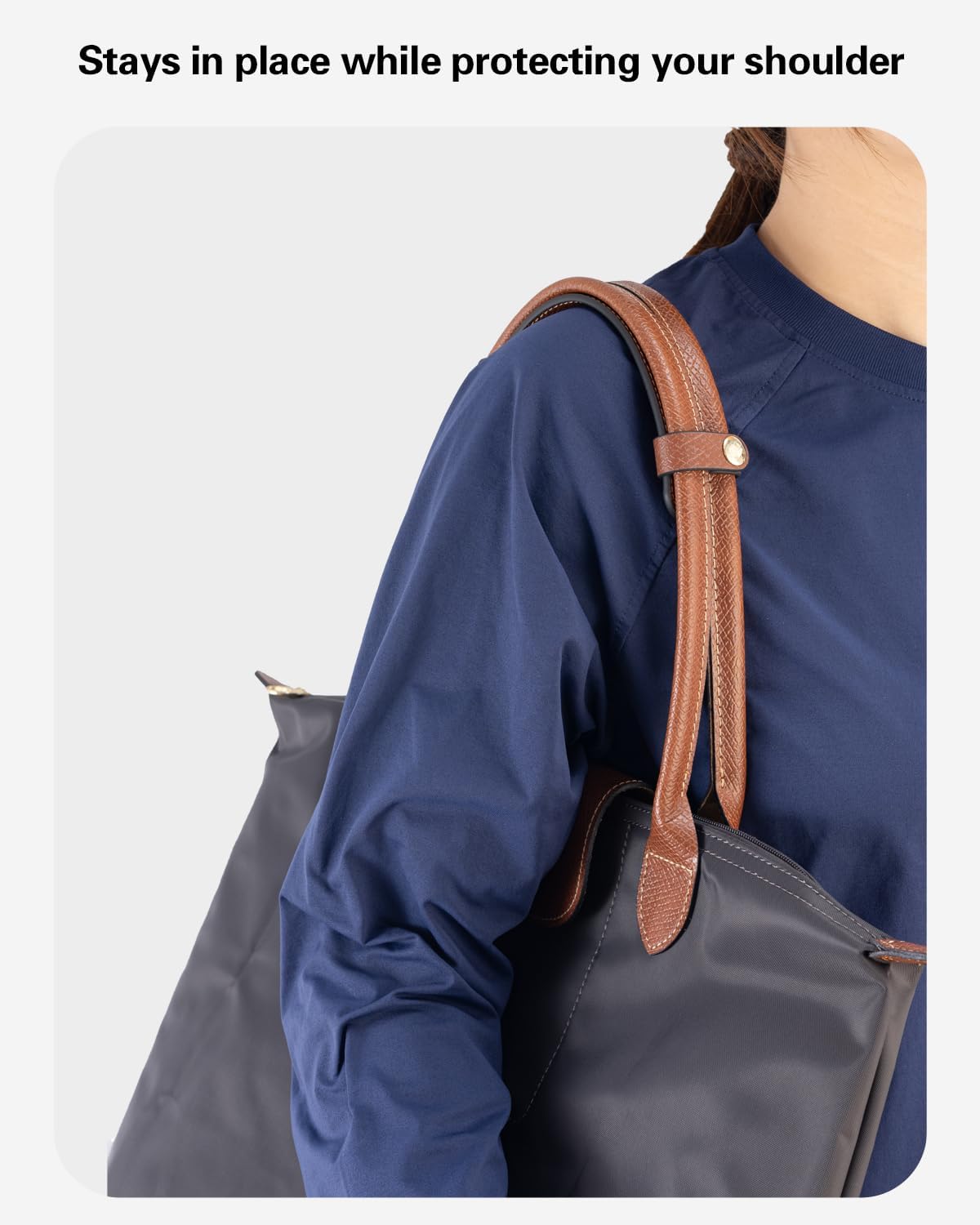 Almohadilla correa hombro Longchamp cuero marrón antideslizante
