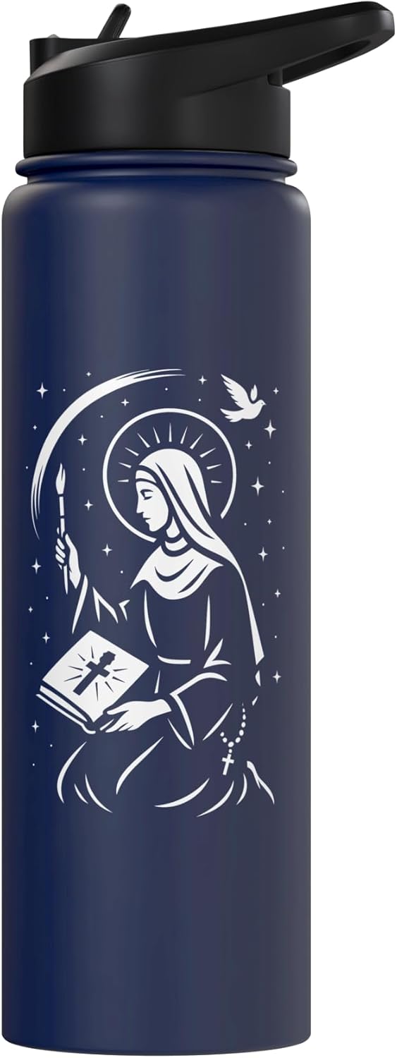 Botella agua acero inox aislada santo de arte católico