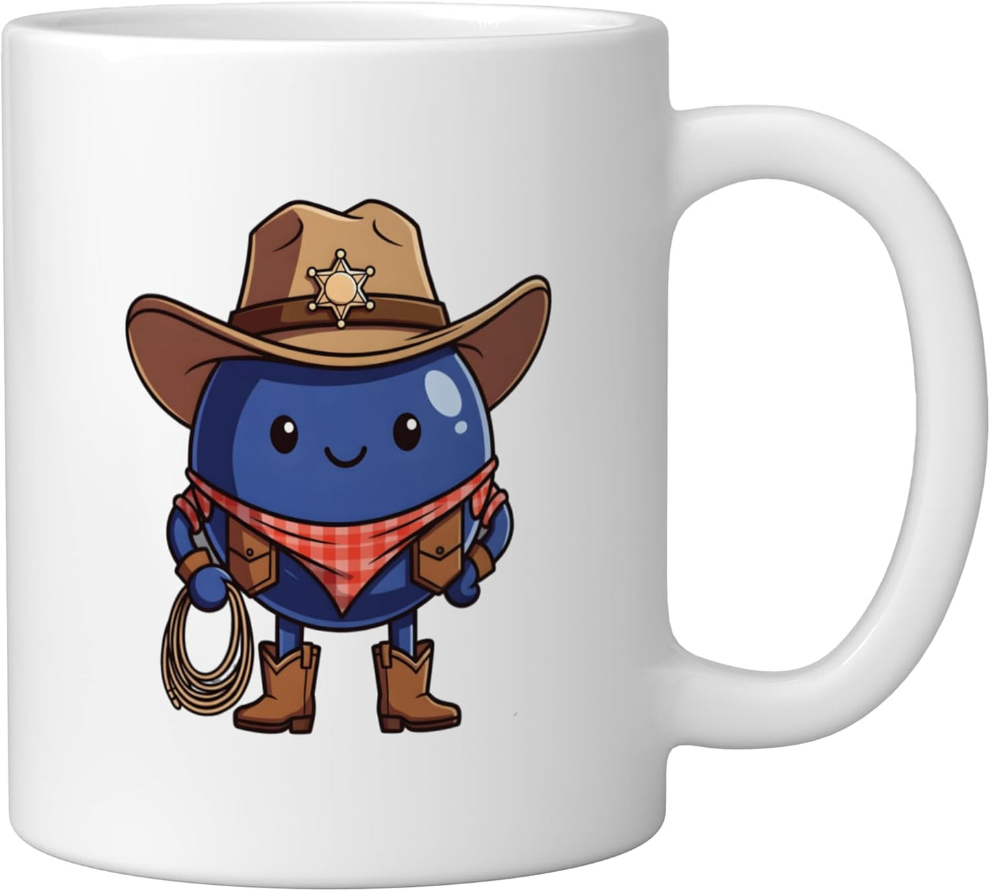 Taza cerámica para disfraz de cowboy blueberry blanca