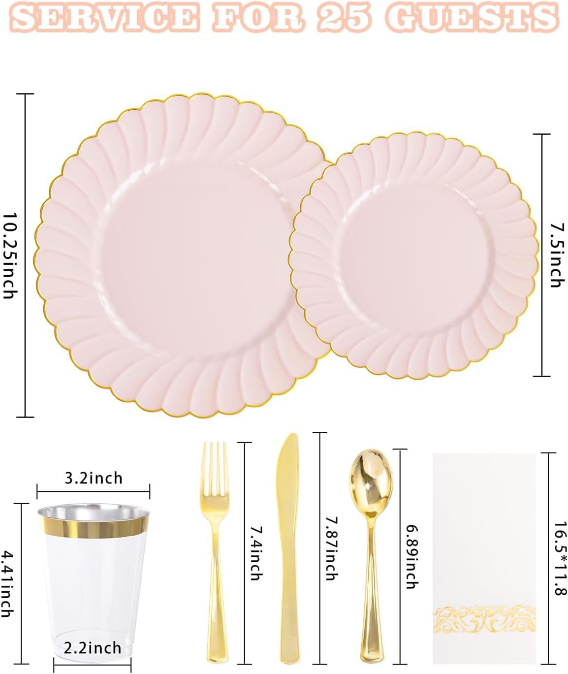 Set 350 Pzas Platos Plástico Escallopados Azul Rosa