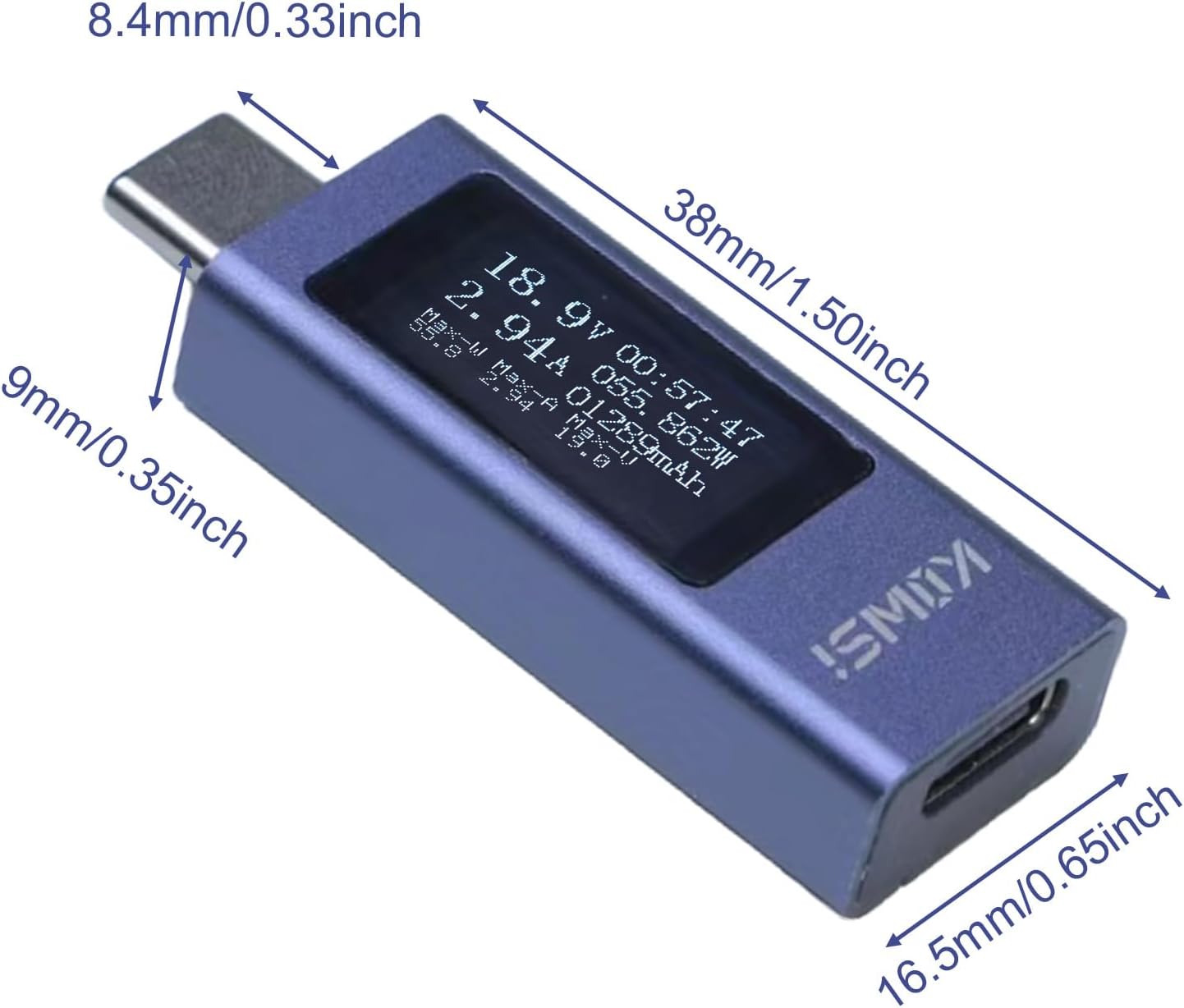 Probador USB C medidor potencia voltímetro amperímetro LED