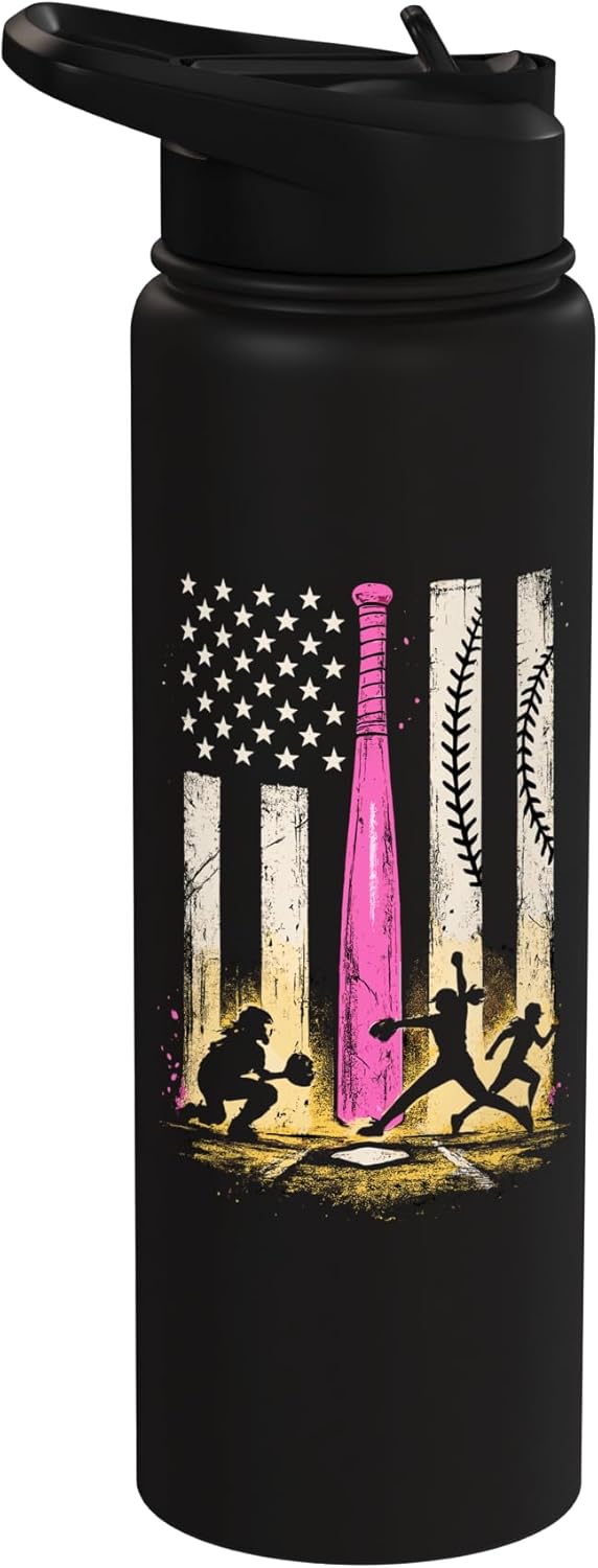 Bolso de agua para softball rosa con bandera americana