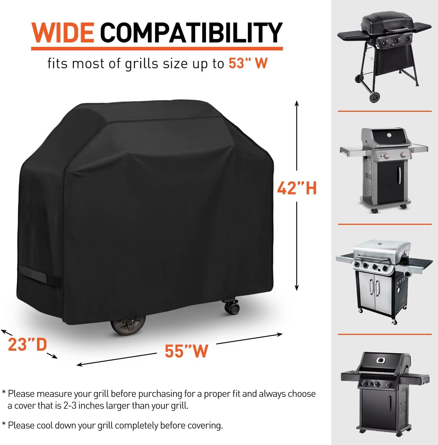 Cubierta parrilla 55pulg impermeable resistente clima Weber