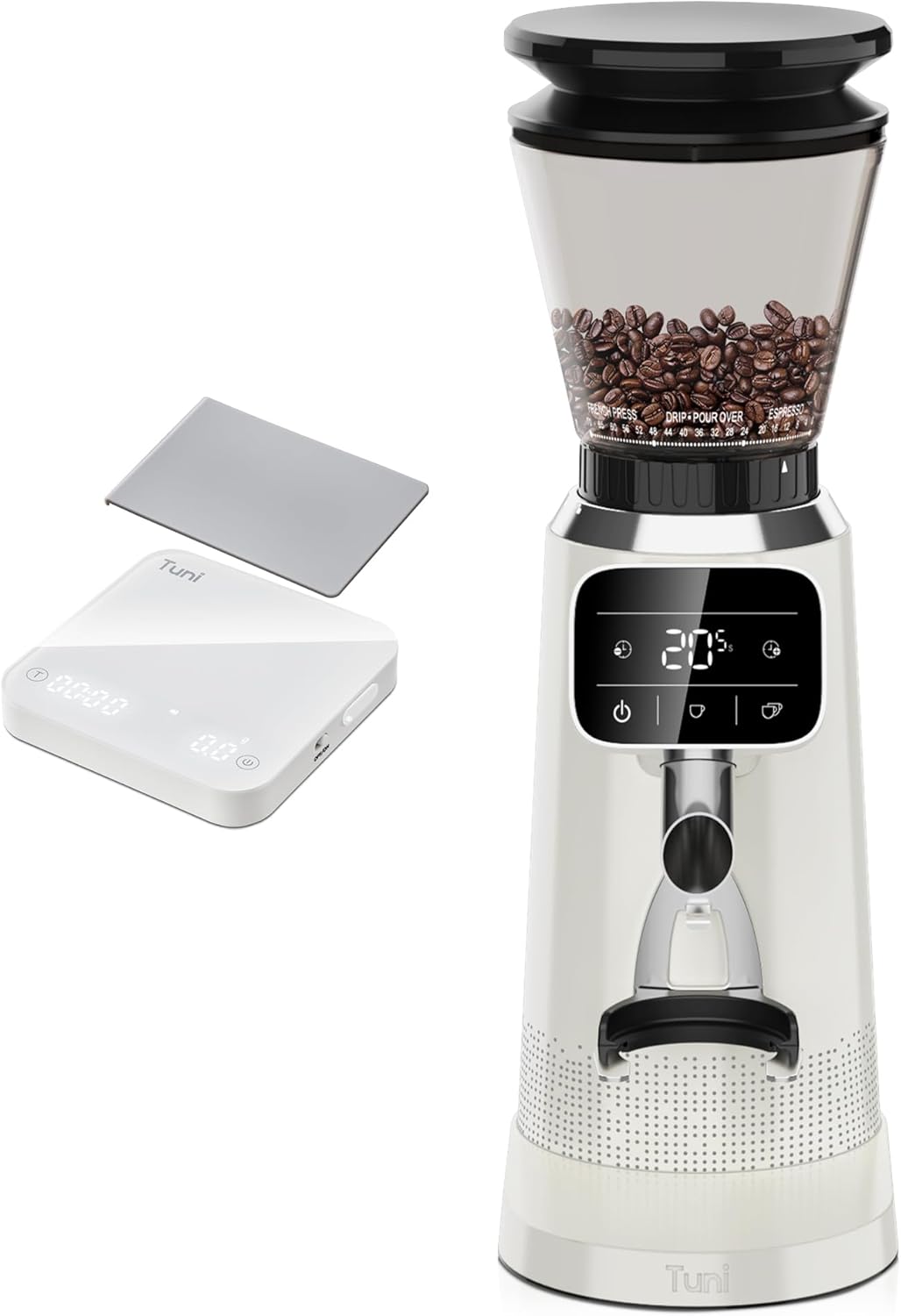 Molinillo café con rebabas cónicas marfil G2 digital blanca
