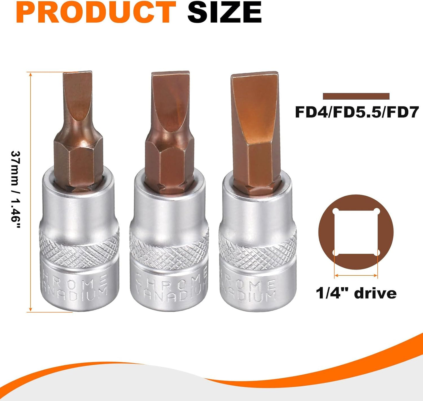 Clavija cuadrada 1/4" para llave de rango FD4/FD5.5/FD7