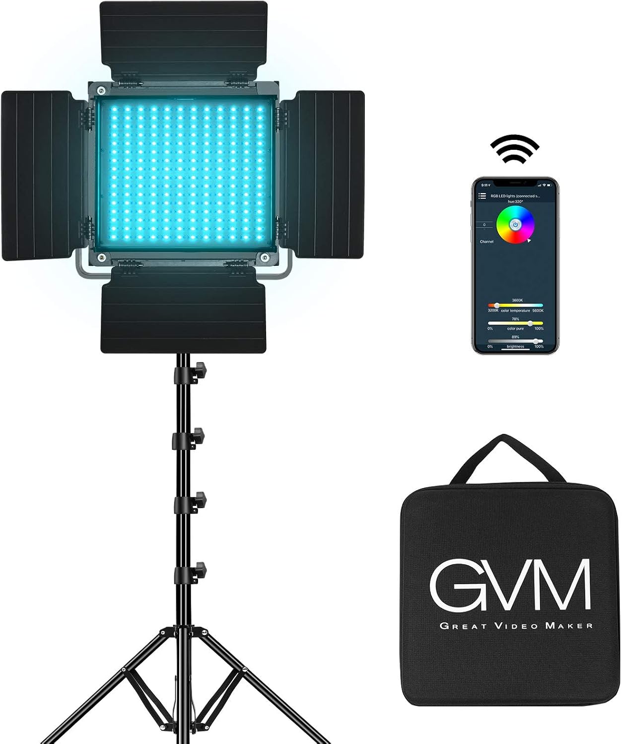 Luz LED RGB estudio con control app CRI 97