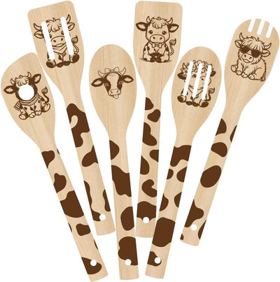 Juego de 6 utensilios de cocina de bambú 2.4 x 11.8 pulgadas