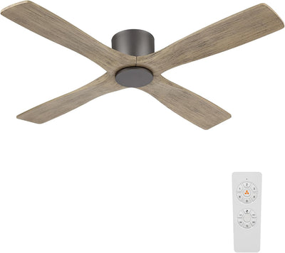 Ventilador techo 48pulg perfil bajo 6 vel 4 aspas madera