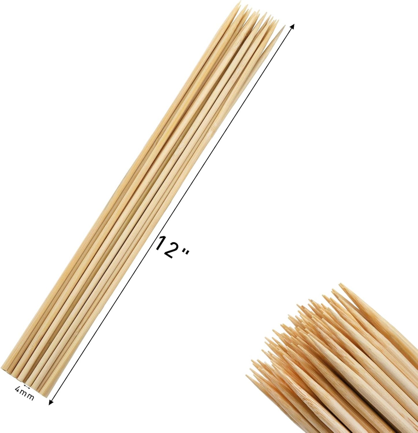 Brochetas bambú 12pulg set 1000 para parrilla kebab frutas