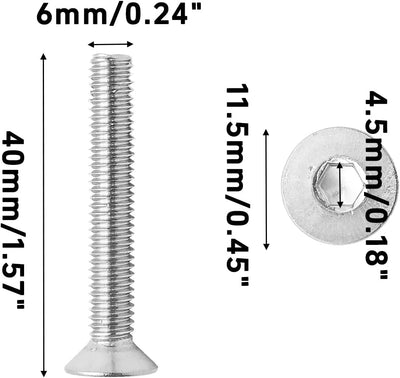 20 Pzas Tornillos Hexagonales M6x40mm