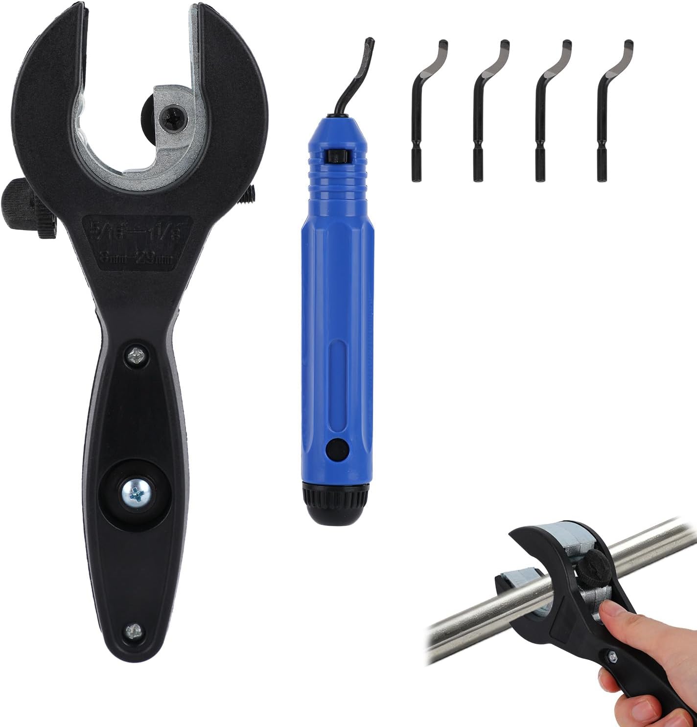 Cortador trinquete tubos acero inox PVC 5/16-1-1/8" con cuchillas