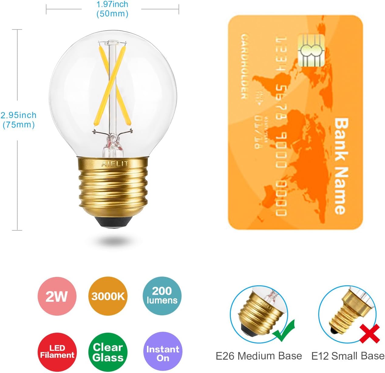 Lámpara LED A15/E26 2W blanco cálido 3000K pack 3