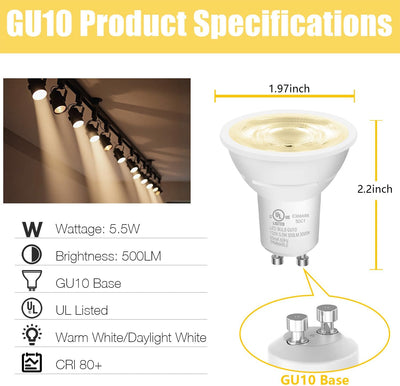 Bombilla LED GU10 regulable 500lm blanco suave 3000K para cocina