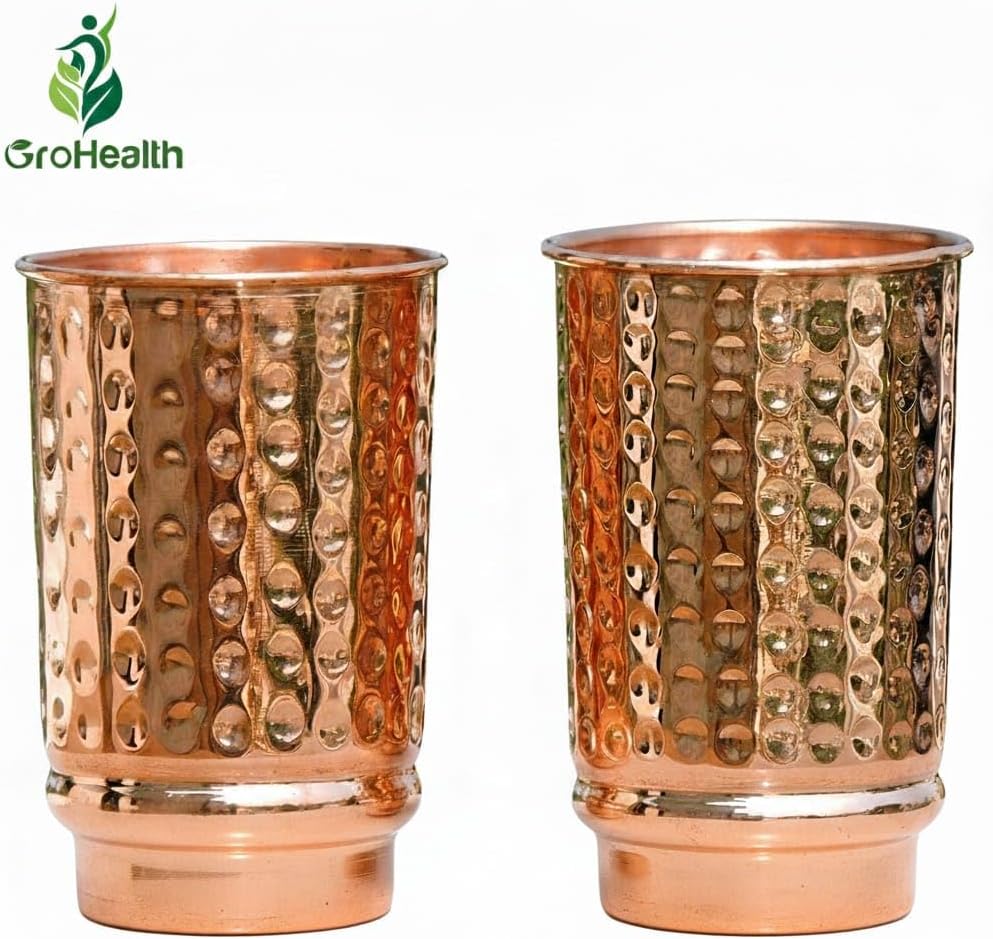 Set 2 Vasos Cobre Martillado Ayurvédico 11.8oz