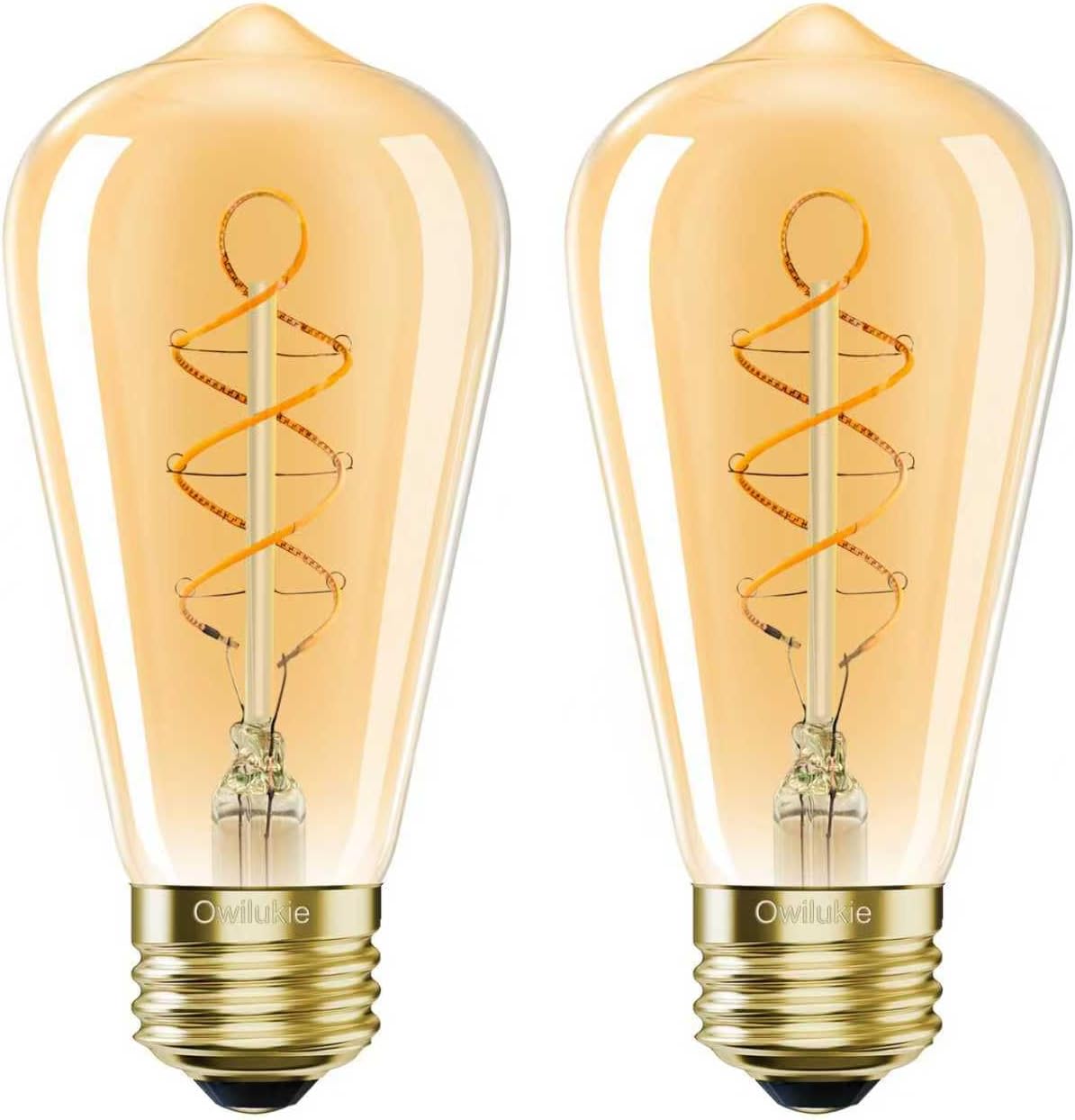 Bombilla LED Edison E26 vintage 6W 2200K luz cálida pack 2