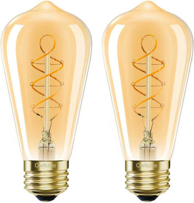 Bombilla LED Edison E26 vintage 6W 2200K luz cálida pack 2