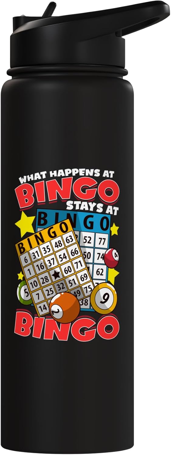 Botella de agua acero inoxidable aislada para jugador de bingo