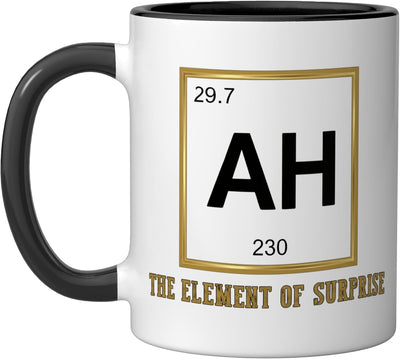 Taza de cerámica Ah The Element de Sorpresa Ciencia Humor Negro/Blanco