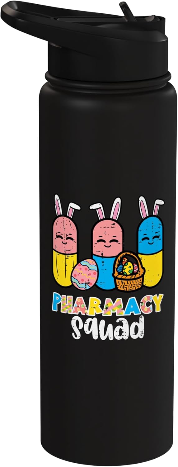 Botella de agua acero inoxidable aislada para hombres y mujeres Easter Pharmacy Squad