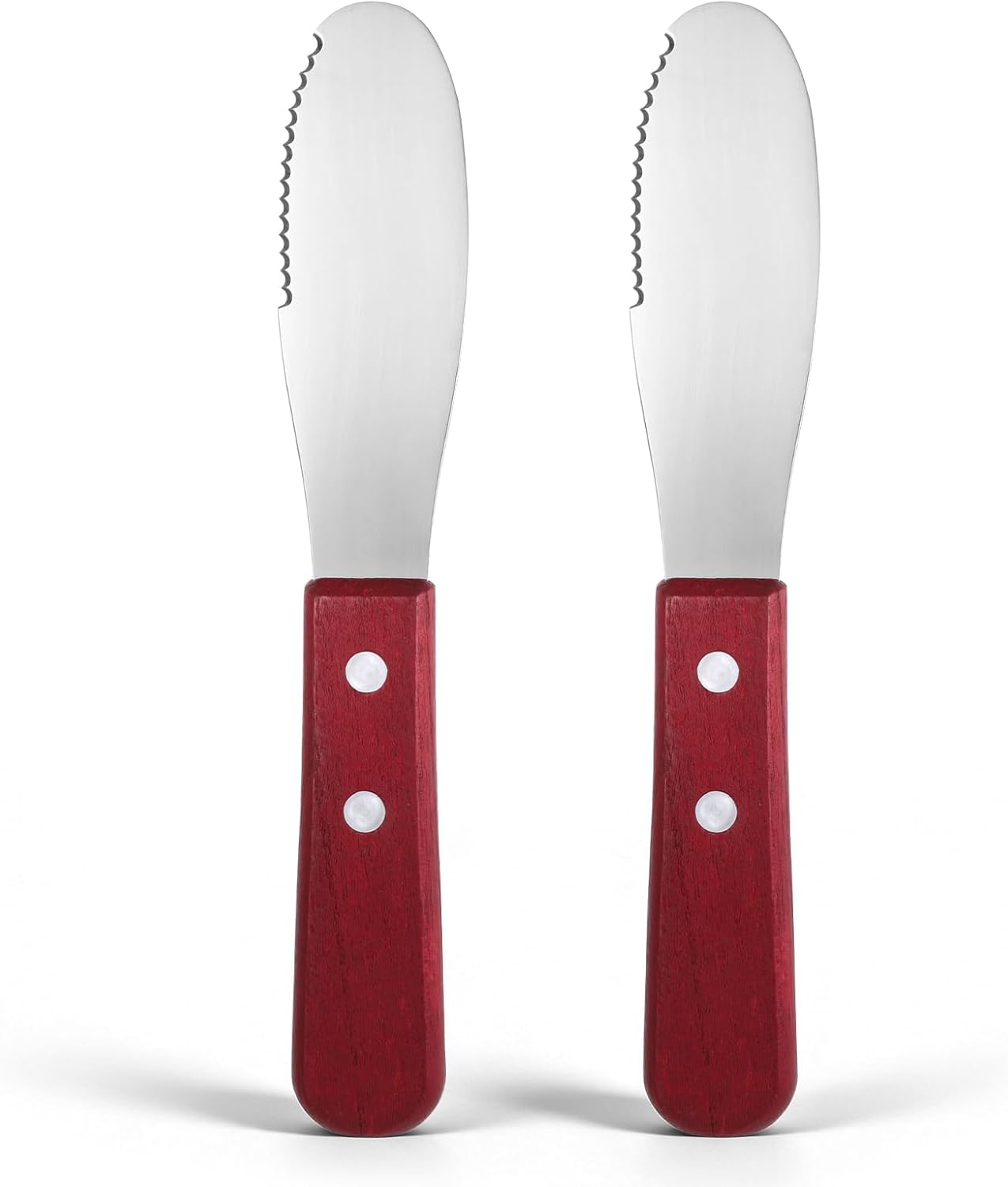 Cuchillo mantequilla acero inox mango madera color rojo