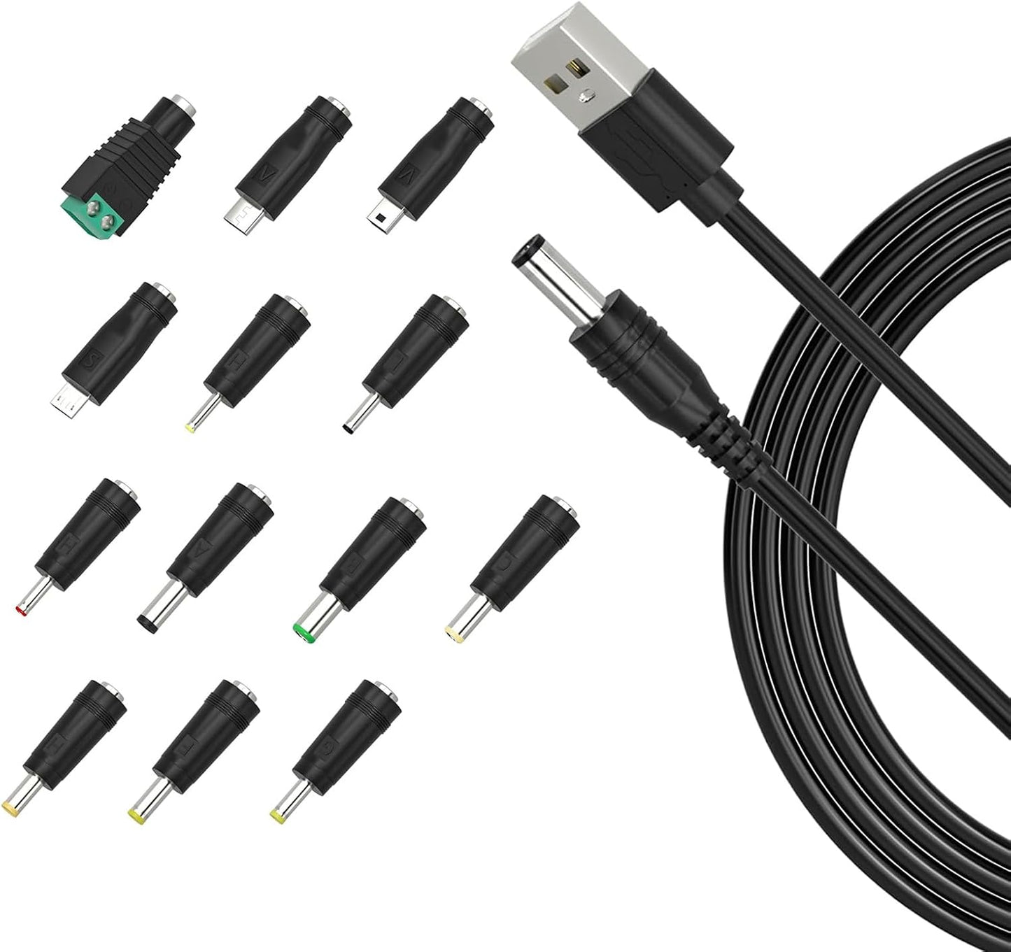 Cable USB a CC 5V con 13 adaptadores USB-C/Micro-USB 3A