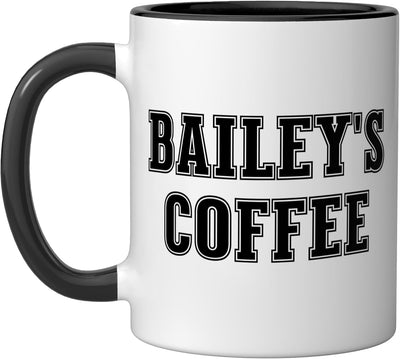 Taza de cerámica personalizada Bailey's Coffee color negro y blanco