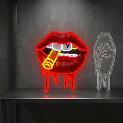 Luz neón labios rojos LED regulable para dormitorio y fiestas