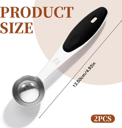 2 Cuchara Medidora Acero Inox Agarre Silicona Negro