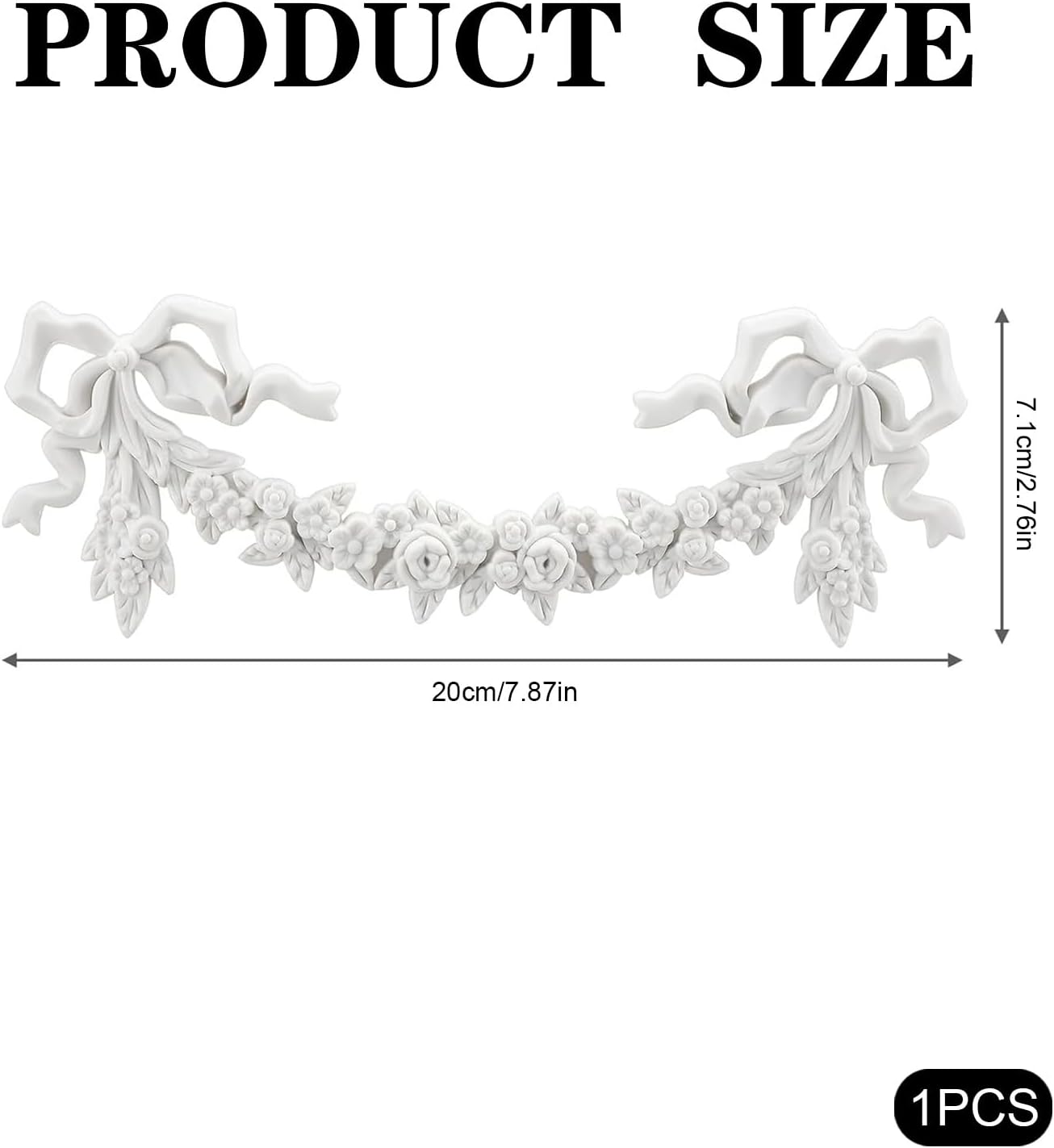 2 Apliques PVC Blanco Rosas y Lazo para Muebles