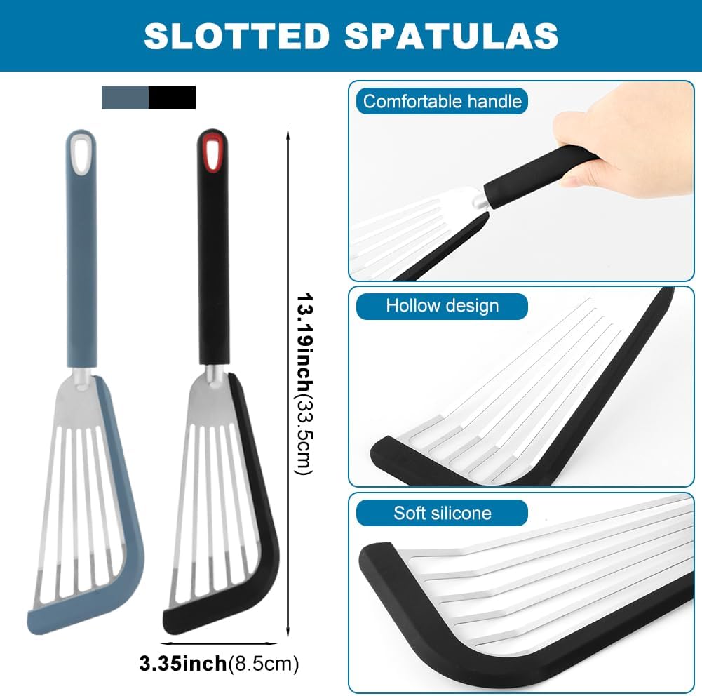 2 Pzas Espátulas Silicona para Peces Huevos Panqueques